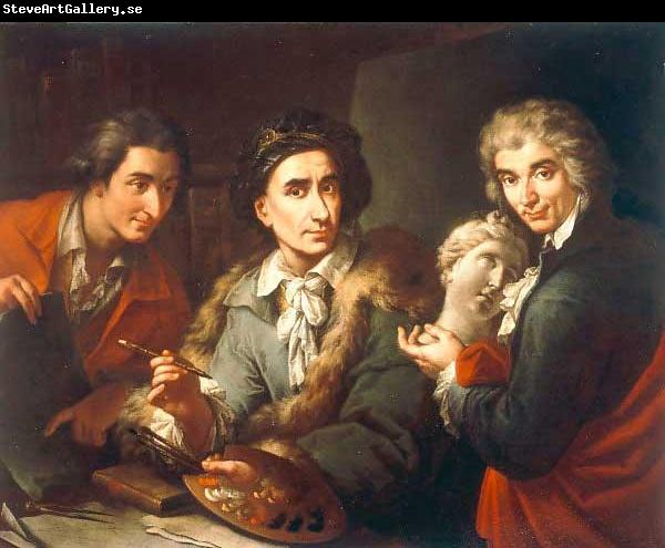 Maggiotto, Domenico Selfportrait with his two students Antonio Florian and Giuseppe Pedrini